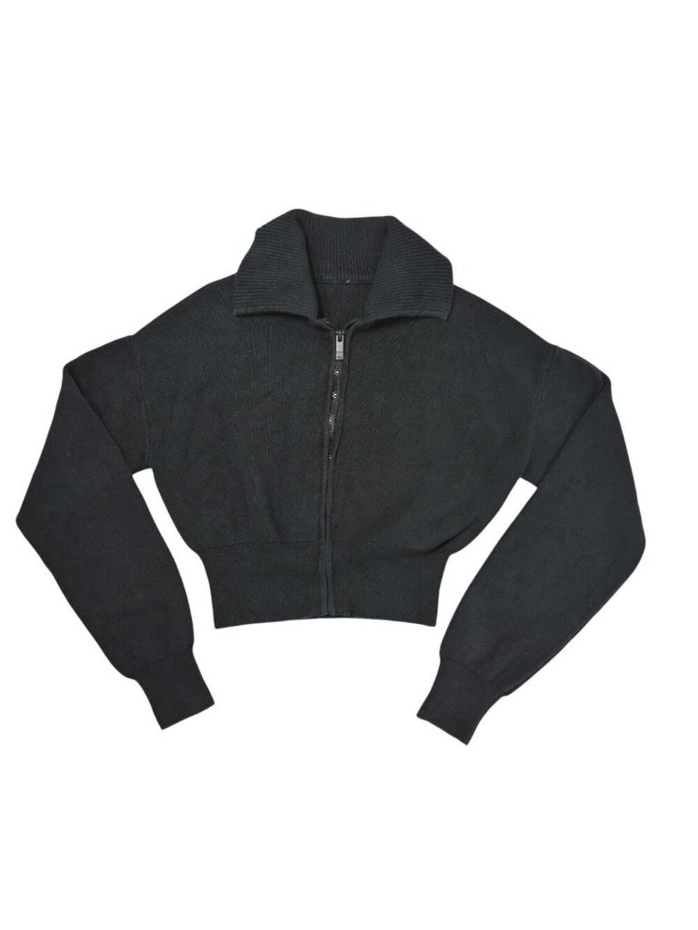 ALO Yoga Scholar Knit Cropped Full Zip Jacket in Black